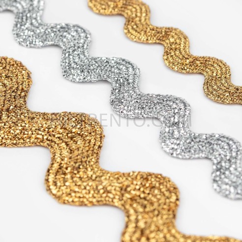 Cinta ondulina lamé zig zag oro/plata Manubens...