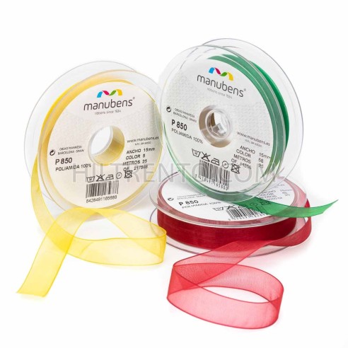 Cinta organza organdí poliamida 10 mm Manubens...