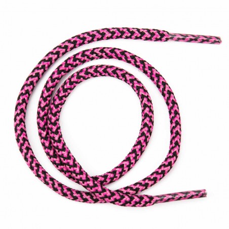 Cordón redondo fantasía color fucsia-negro con terminales ref.734-4 poliéster 4 mm (largo de 50 a 180 cm) - pack 144 uds