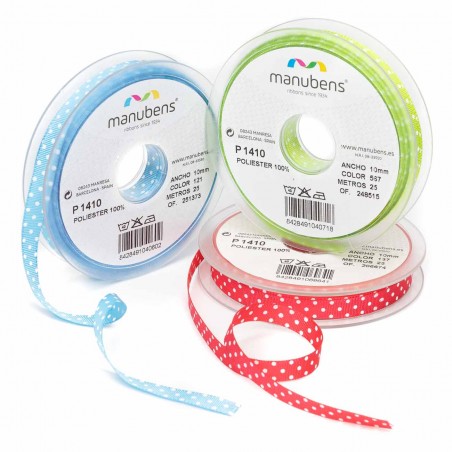 Cinta tafetán topos - lunares poliéster Manubens 1410 - 25 metros