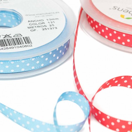 Cinta tafetán topos - lunares poliéster Manubens 1410 - 25 metros