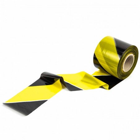 Cinta señalización balizamiento no adhesiva Negro-Amarillo 70mm x 200m - Caja 24 uds.