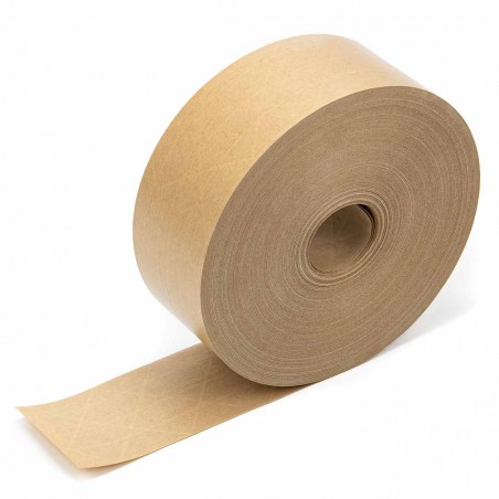 Precinto reforzado con hilos papel engomado marrón kraft 60 mm x 150 mts, adhesivo vegetal