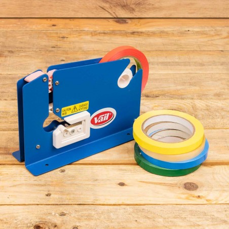 Máquina precintadora cierra bolsas Vail metálica con cuchilla y cortador de sobrante