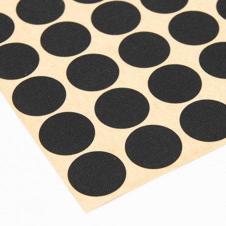 Etiquetas circulares negras adhesivas nylon refuerzo costuras - Hoja 63 uds
