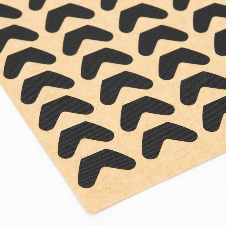 Etiquetas forma boomerang negras adhesivas nylon refuerzo costuras - Hoja 72 uds