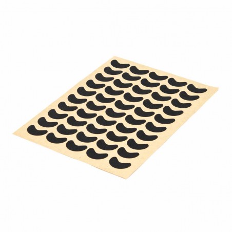 Etiquetas forma media luna negras adhesivas nylon refuerzo costuras - Hoja 50 uds