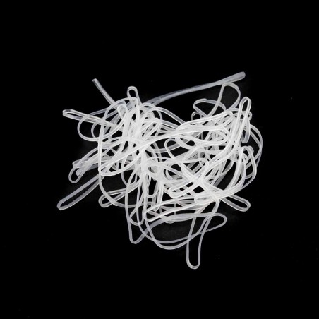 Goma elástica banda silicona transparente 100x2 mm, para atar y sujetar productos 1 kg ( 1800 uds)