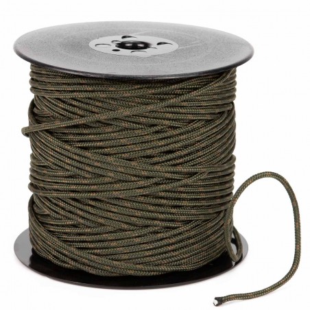 Cuerda trenzada poliéster 3 mm, fantasía verde militar-marrón, cordón para pulseras, manualidades, exterior - 100 metros