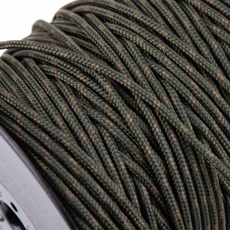 Cuerda trenzada poliéster 3 mm, fantasía verde militar-marrón, cordón para pulseras, manualidades, exterior - 100 metros