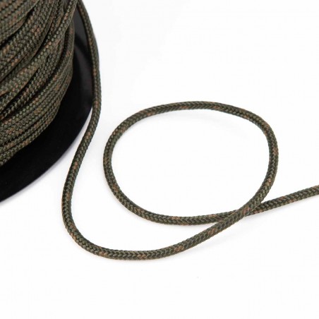 Cuerda trenzada poliéster 3 mm, fantasía verde militar-marrón, cordón para pulseras, manualidades, exterior - 100 metros