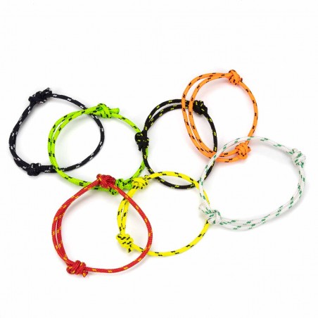 Cuerda trenzada poliéster 3 mm, fantasía amarillo fluor-negro, cordón para pulseras, manualidades, exterior - 100 metros