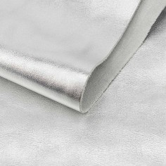 Piel napa vacuno laminada metalizada, color plata, grosor...